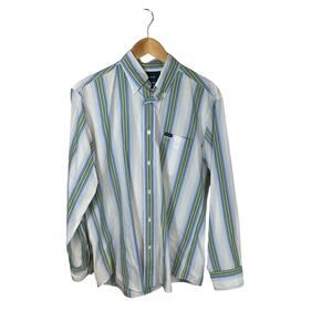 Facconable French Riviera Classique Striped Long Sleeve Button Down Shirt Mens M